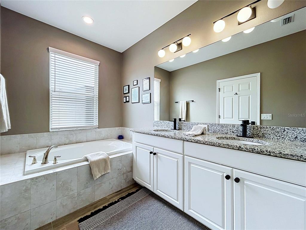 18078 Romanesque Court Spring Hill, FL 34610 - Photo 37 of 81 a spacious bathroom with a granite countertop tub sink and mirror