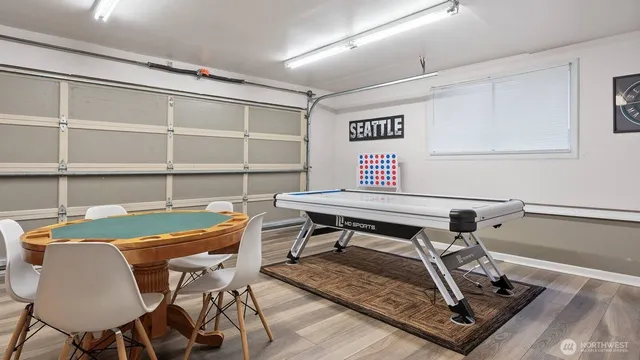 a workspace with furniture and window