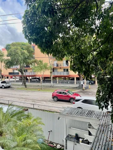 an outdoor space with seating