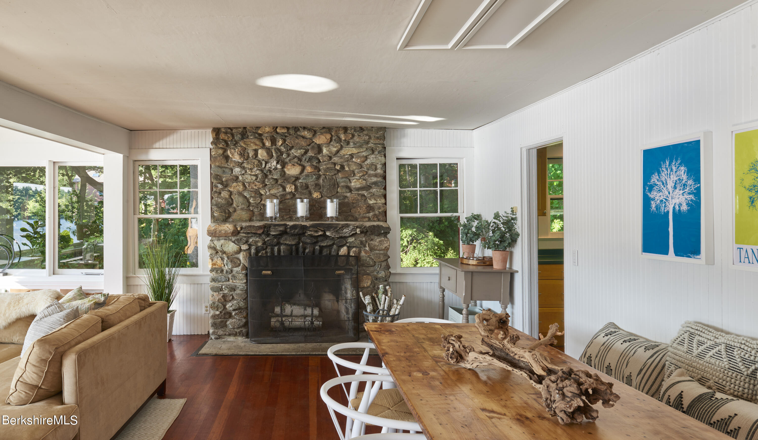 23 Mahkeenac Road Stockbridge, MA 01262 - Photo 13 of 37 a living room with furniture and a fireplace
