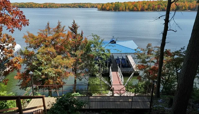 a view of a wooden bridge