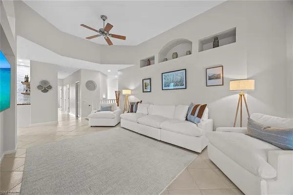 a living room with furniture