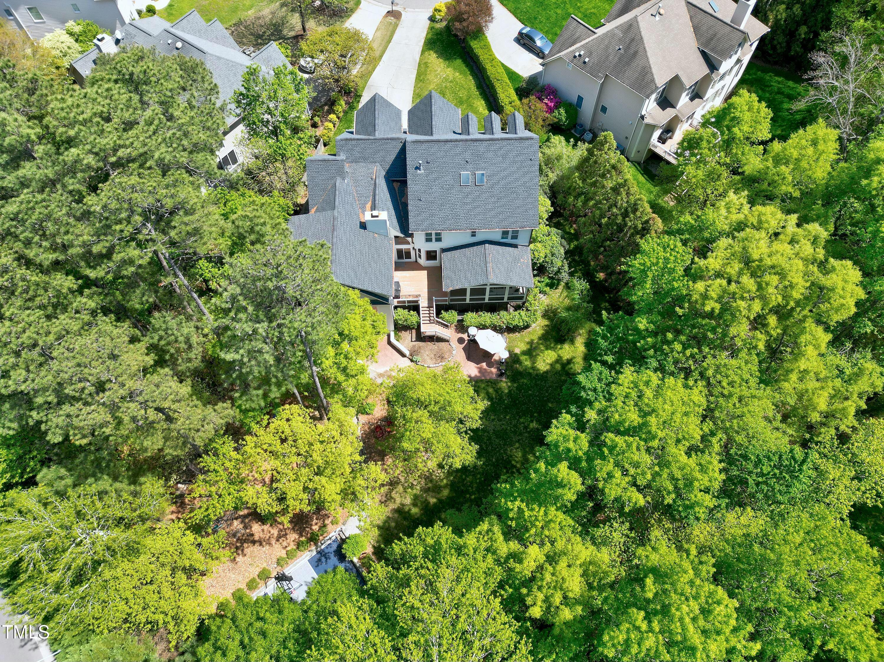 111 Finnway Lane Cary, NC 27519 - Photo 56 of 68 an aerial view of house with yard and outdoor seating