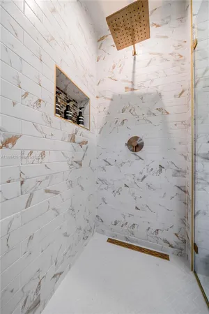 a bathroom with shower