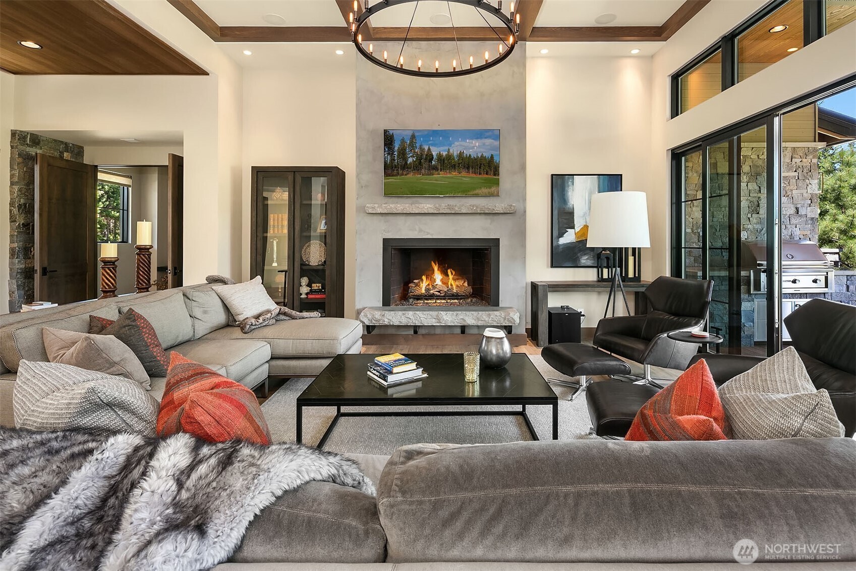 47 Frst Rdg Drive Cle Elum, WA 98922 - Photo 9 of 40 a living room with furniture a fireplace and a large window