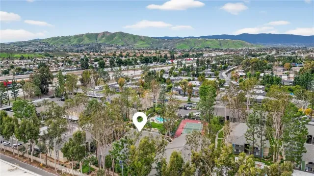 a view of a city with mountain