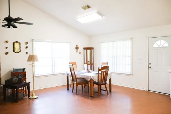 a view of a room with rack on the wall