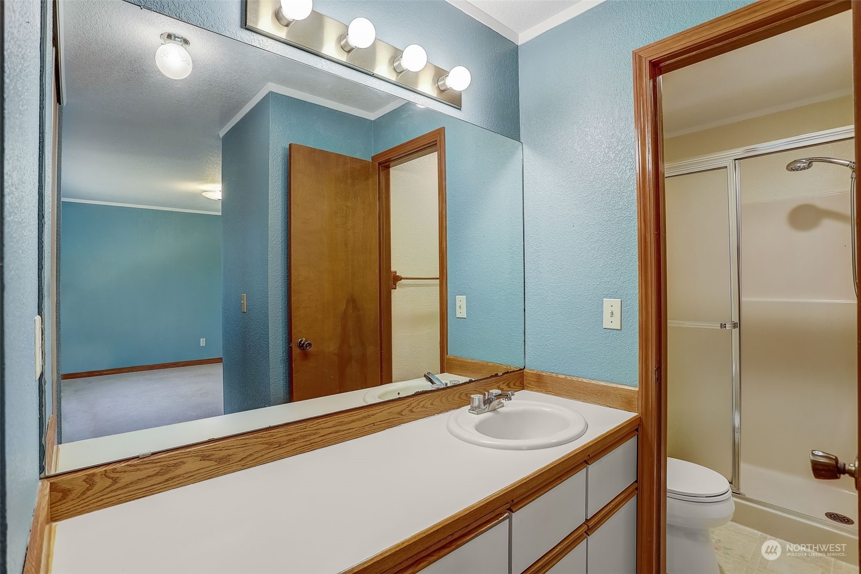 18600 East Spring Lake Drive Southeast Renton, WA 98058 - Photo 20 of 39 a bathroom with a sink and mirror with toilet