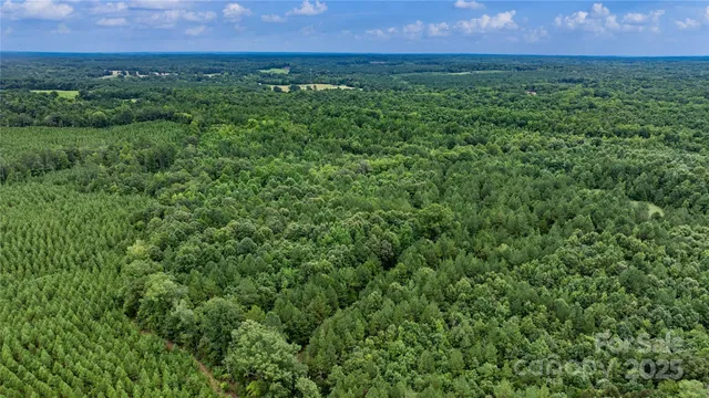 an aerial view of a houses with a yard and trees
