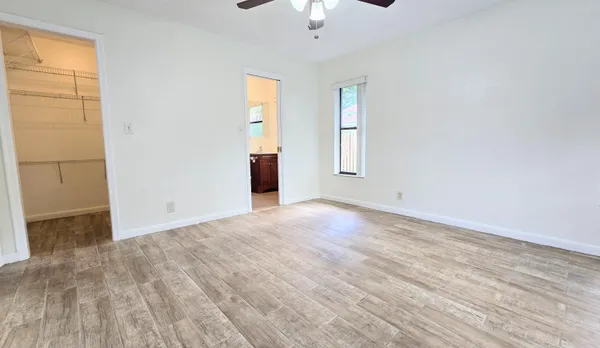 a view of a room with racks on the wall