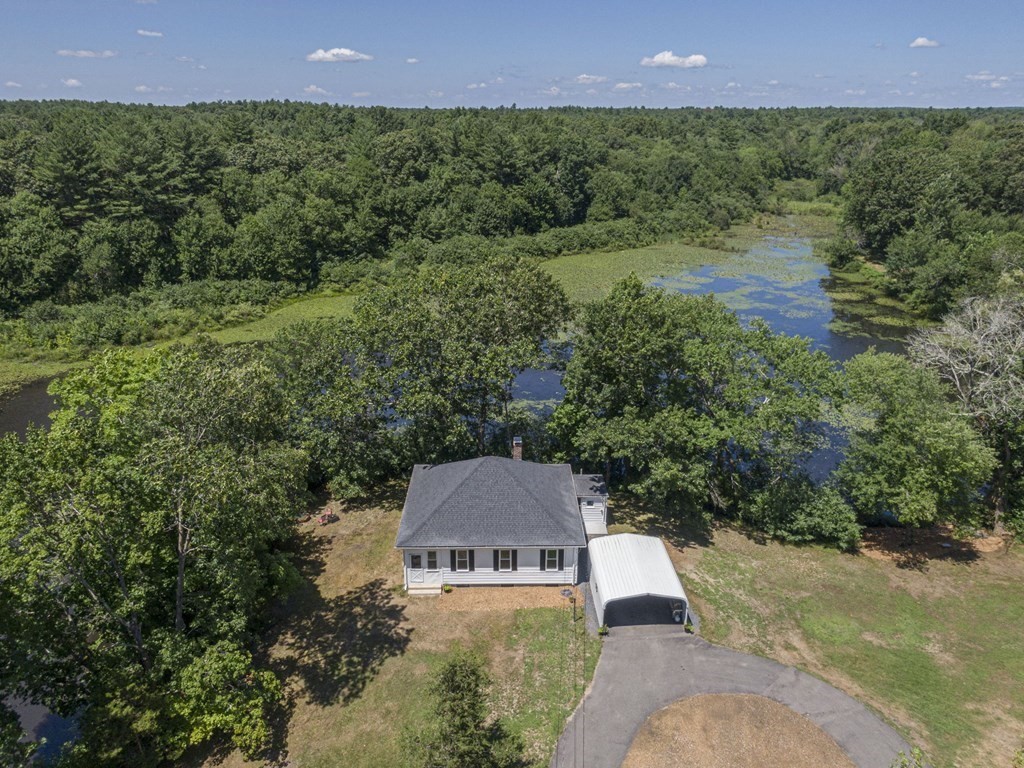 an aerial view of a house