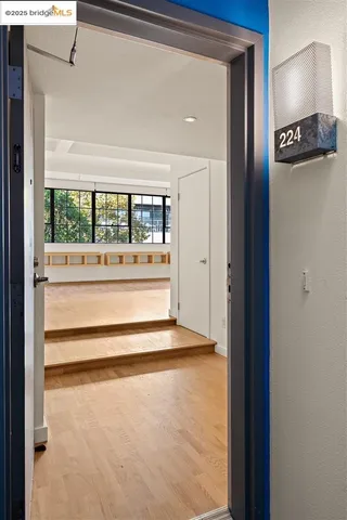 a view of a building with a garden