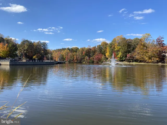a view of a lake with couches