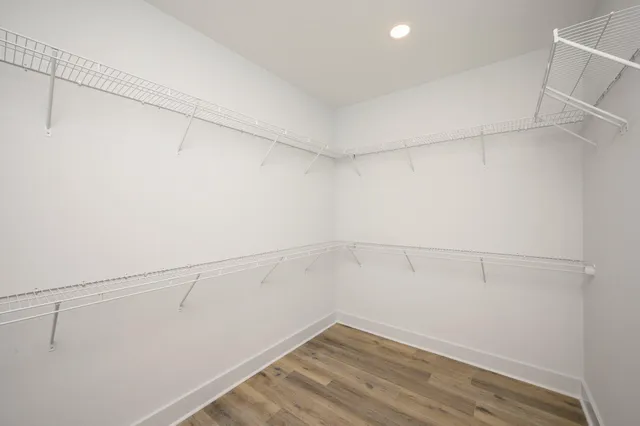 a view of a room with racks on the wall