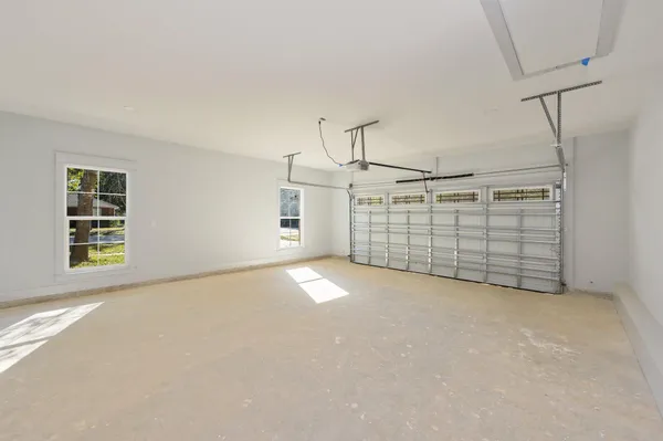 a view of a garage with window