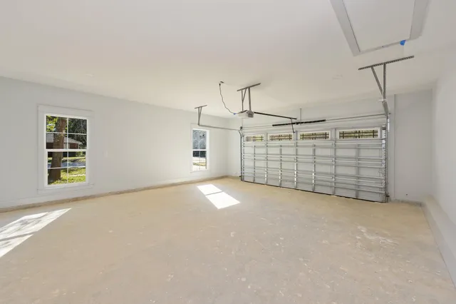 a view of a garage with window