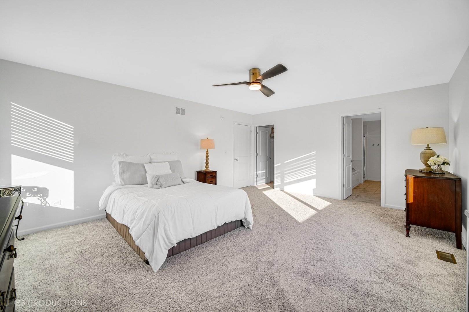 1684 Edentenny Road New Lenox, IL 60451 - Photo 12 of 22 a spacious bedroom with a bed a couch and potted plant on the dresser