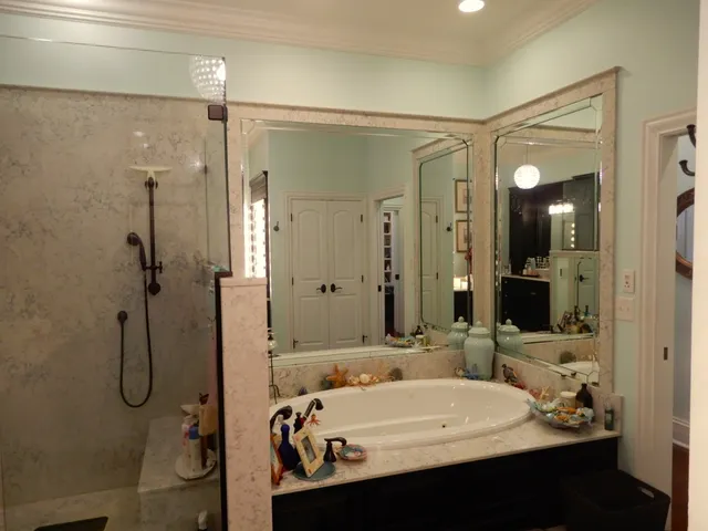 an aerial view of house with yard