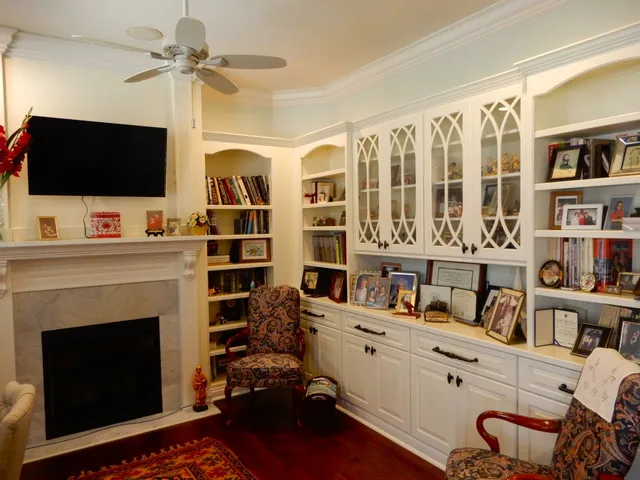 a kitchen with a stove and cabinets