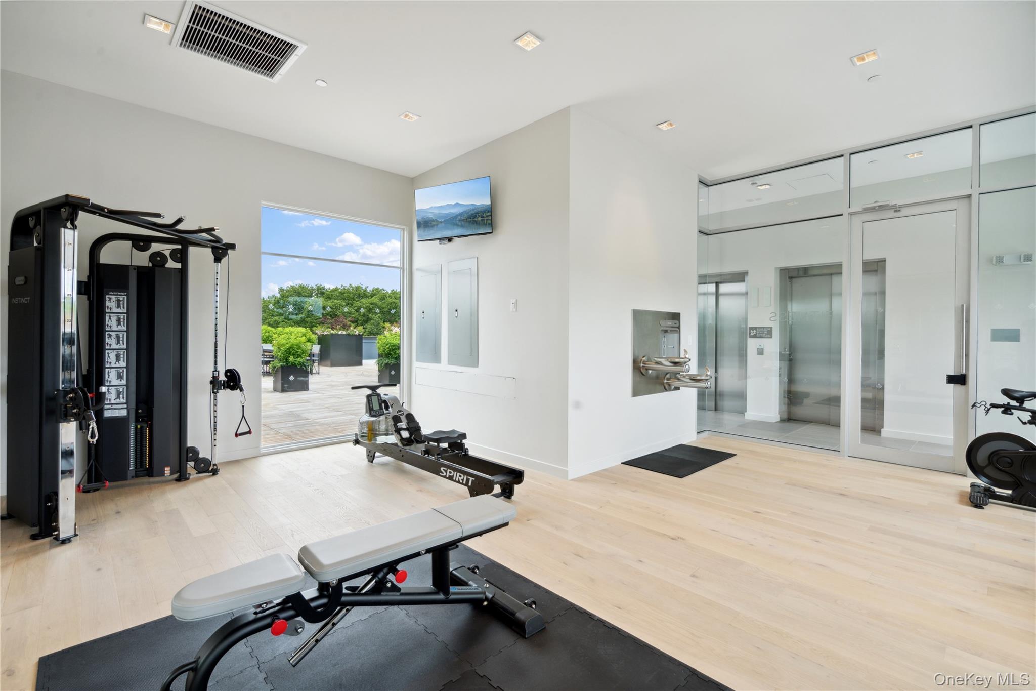 218 Middle Neck Road, Unit 302 Great Neck, NY 11021 - Photo 14 of 30 Exercise area with elevator and light hardwood / wood-style floors