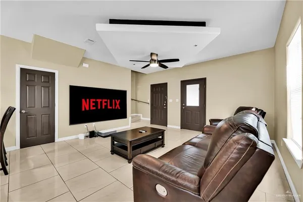 a living room with furniture