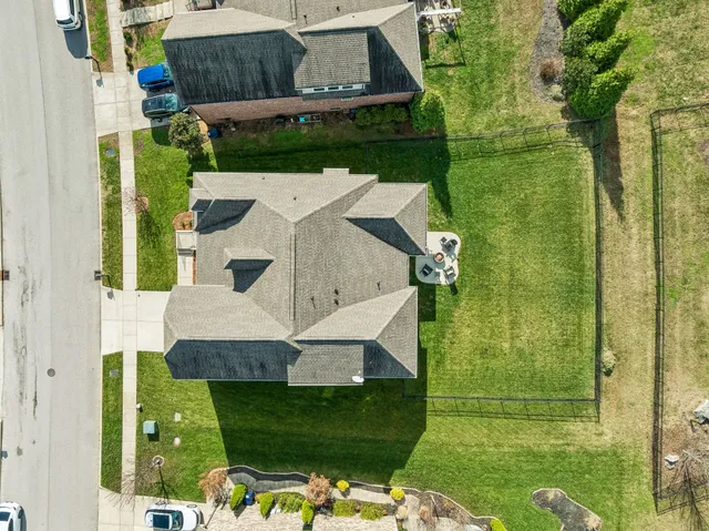 an aerial view of a house
