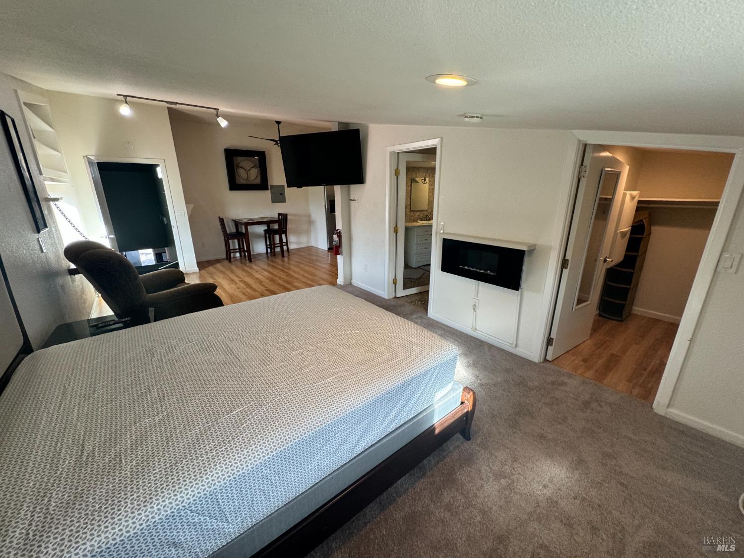 3753 Santa Rosa Avenue, Unit E Santa Rosa, CA 95407 - Photo 13 of 16 a spacious bedroom with a bed and a flat screen television
