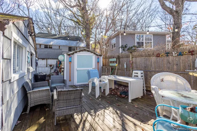 a view of a patio with a fireplace