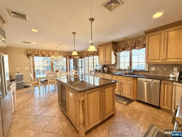 a kitchen with lots of counter top space