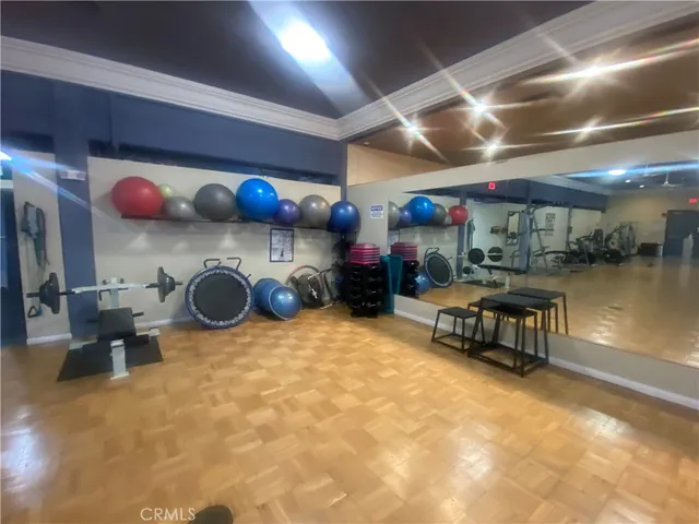 a room with gym equipment
