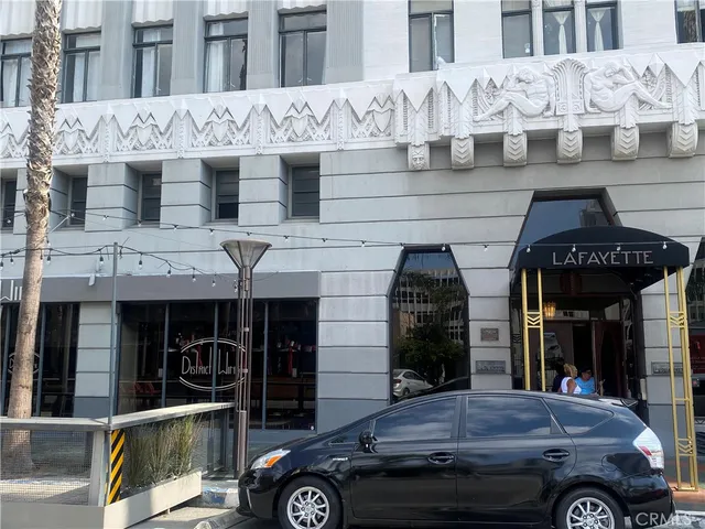 a front view of a multi story building