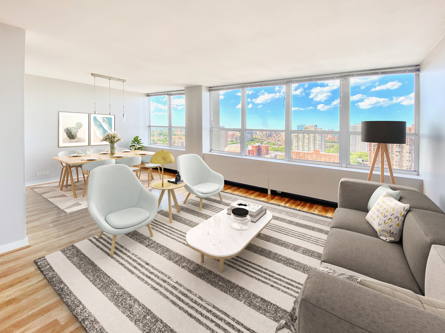 655 West Irving Park Road, Unit 2112 Chicago, IL 60613 - Photo 9 of 49 a living room with furniture and a large window