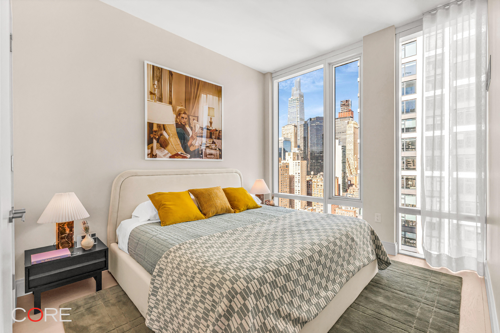 501 3rd Avenue, Unit 26B Manhattan, NY 10016 - Photo 5 of 7 a bedroom with a bed and a painting on the wall