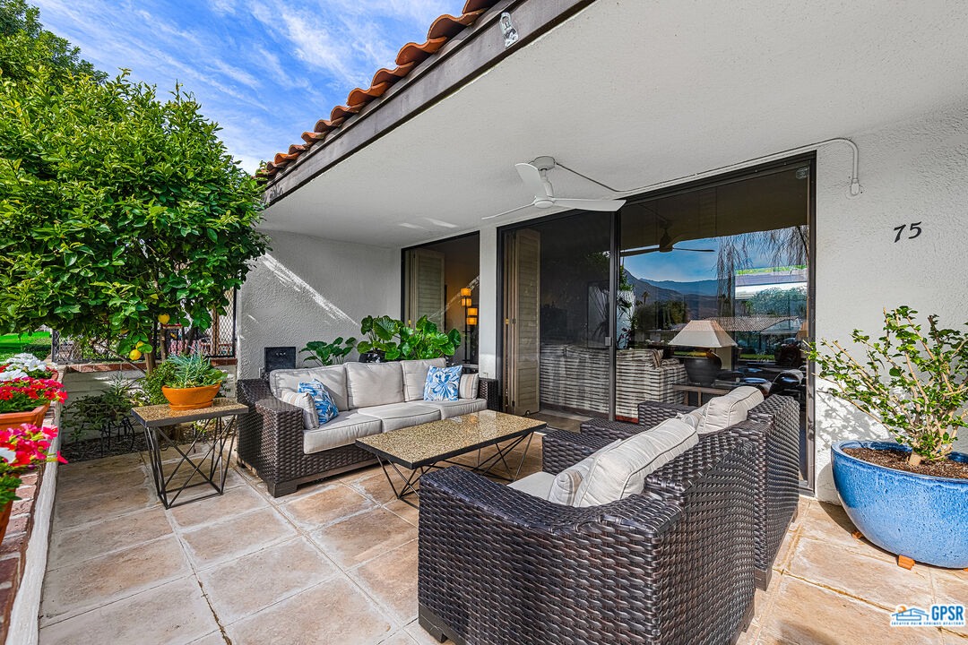 75 Durango Circle Rancho Mirage, CA 92270 - Photo 18 of 37 a outdoor space with patio furniture and potted plants