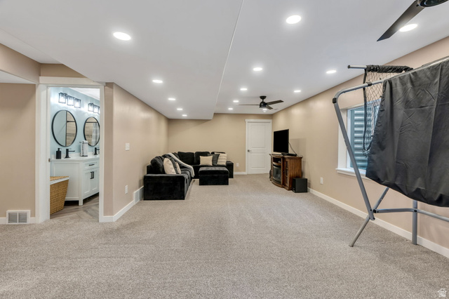2194 Autumn Drive Mapleton, UT 84664 - Photo 20 of 41 Recessed lighting, light-colored walls, and carpet flooring