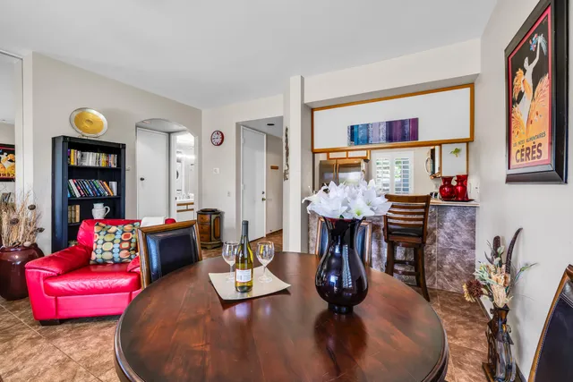 a workspace with furniture and window