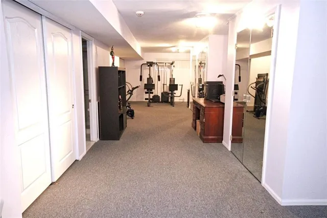 a view of a hallway with city view