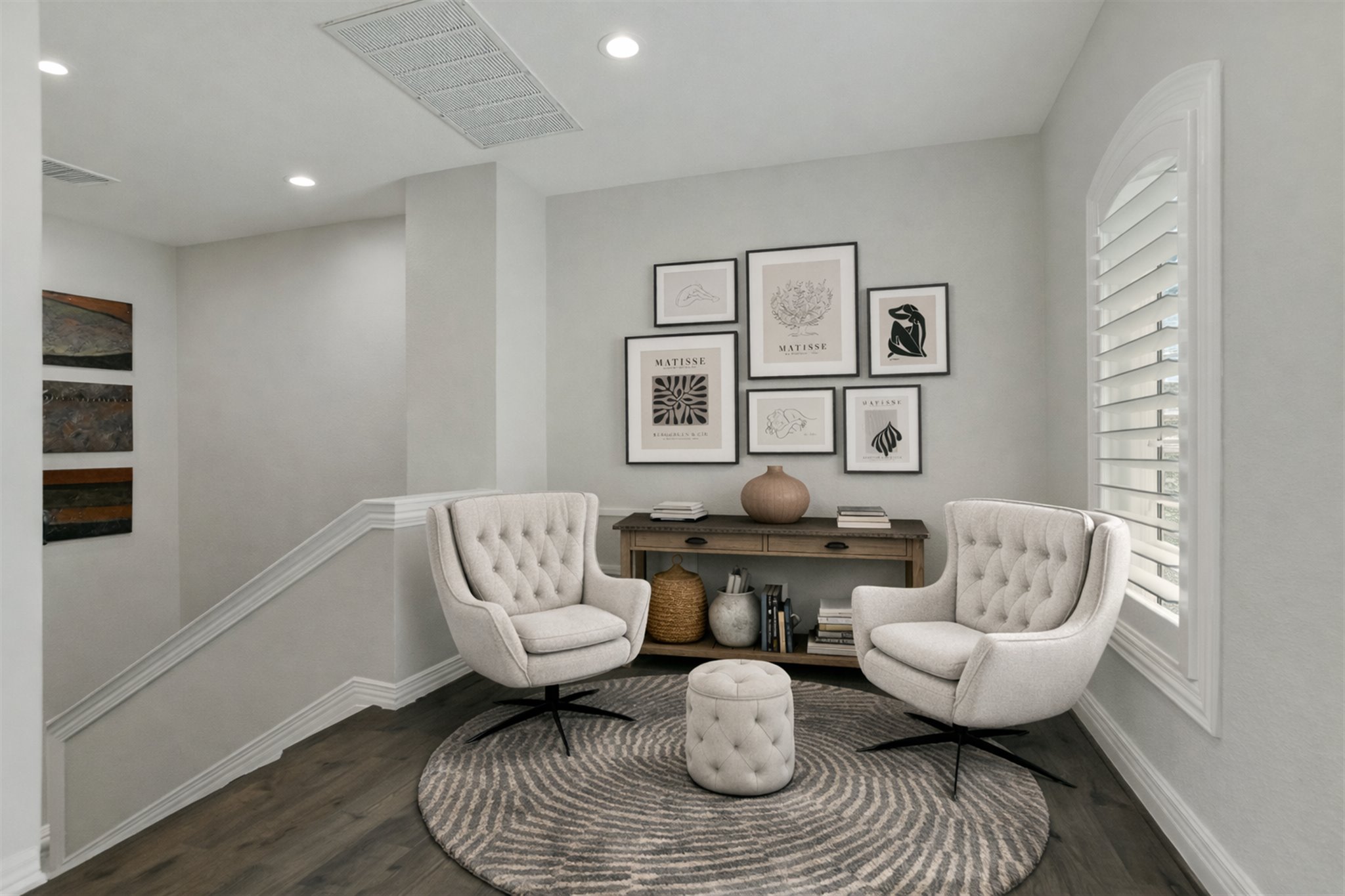 1910 Rue De St Tropez, Unit 4 Austin, TX 78746 - Photo 8 of 36 Living area with dark wood-style floors and recessed lighting