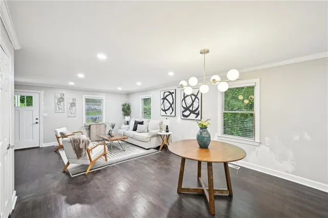 a living room with furniture