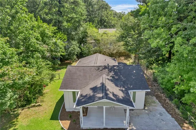 an aerial view of a house