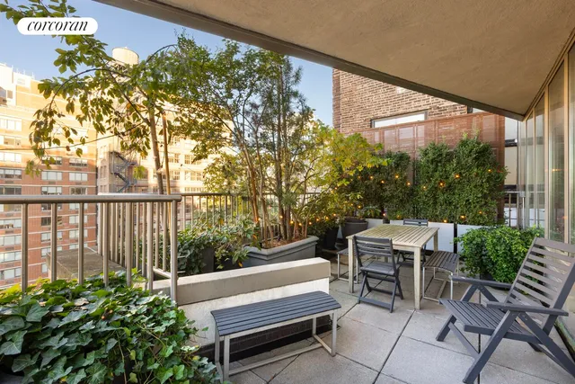 a outdoor view with a sitting space