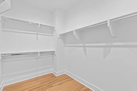 a view of an empty walk in closet