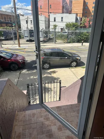 a view of a building from a window