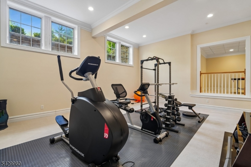 6 Grosvenor Road Short Hills, NJ 07078 - Photo 40 of 50 a room with gym equipment and windows
