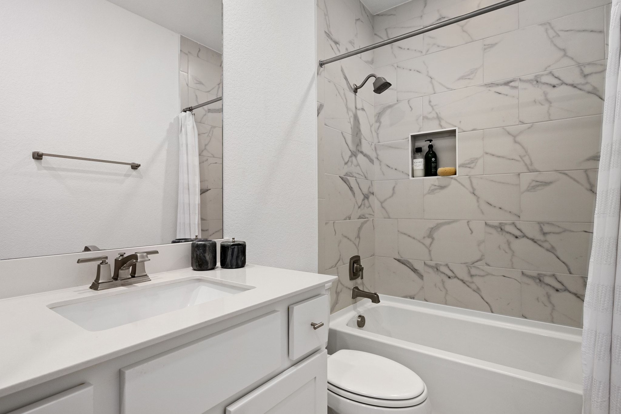1201 Highcrest Georgetown, TX 78628 - Photo 29 of 40 a bathroom with a granite countertop sink toilet and shower