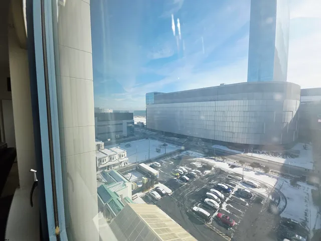 a view of a balcony with city view