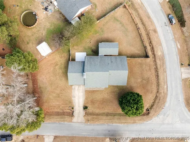 an aerial view of a house