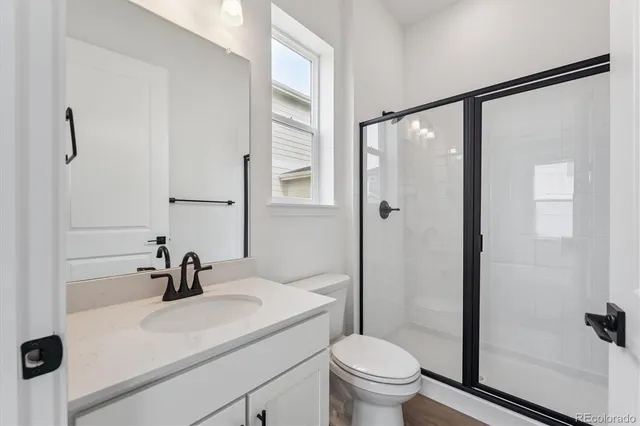 a bathroom with a sink a toilet and a shower