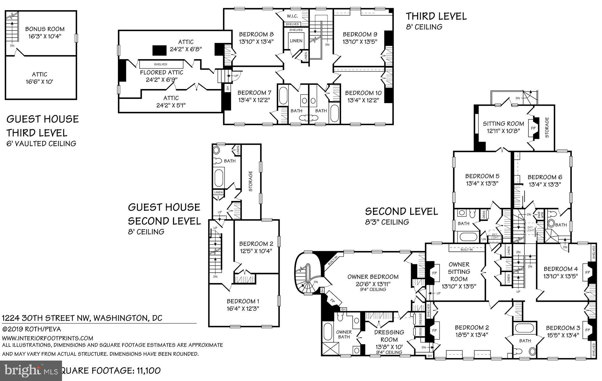 1224 30th Street Northwest Washington, DC 20007 - Photo 65 of 65 2nd, 3rd, Guest/Staff Floor Plan