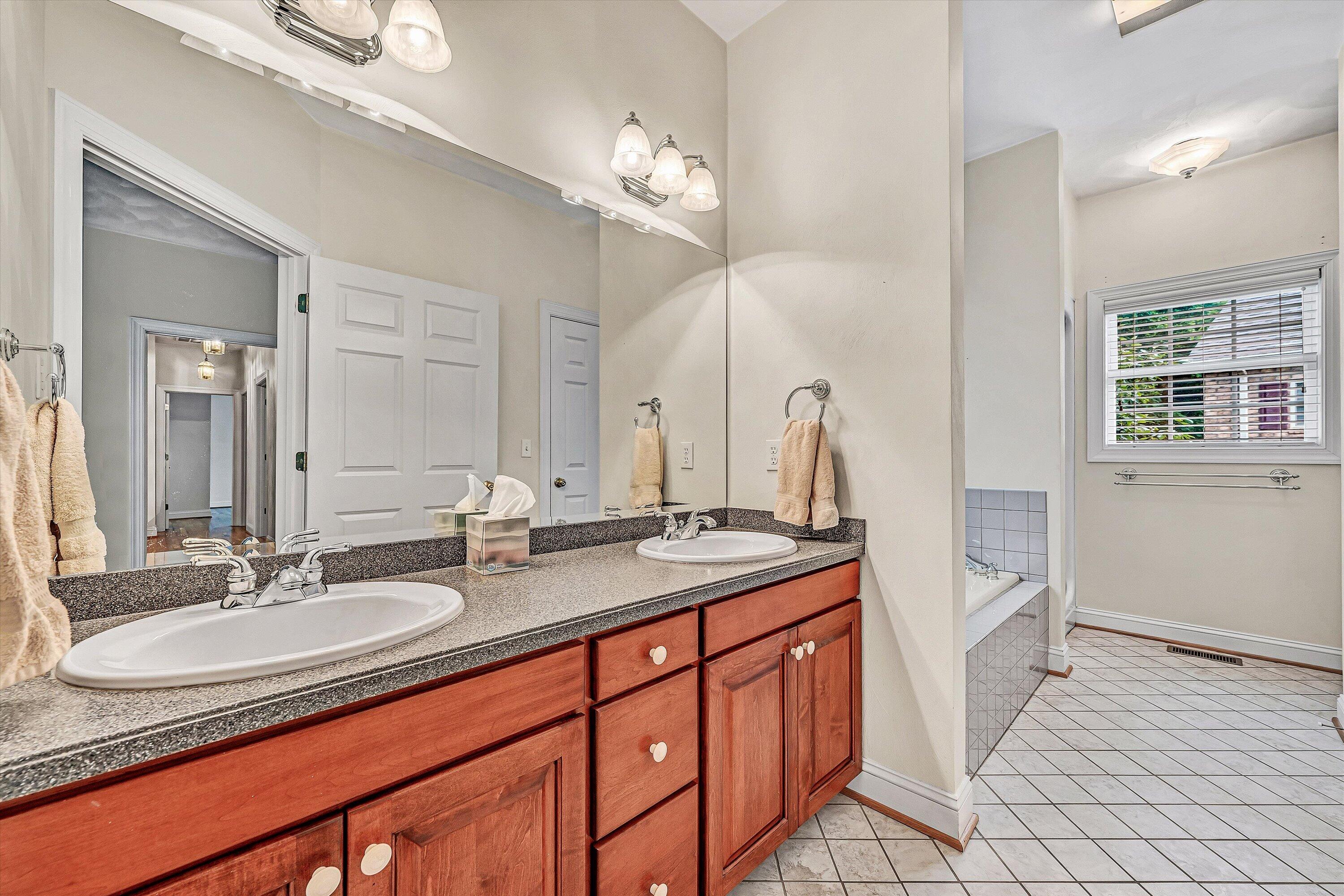 131 Stoney Mill Road Rocky Mount, VA 24151 - Photo 20 of 37 a bathroom with a sink double vanity granite and a mirror